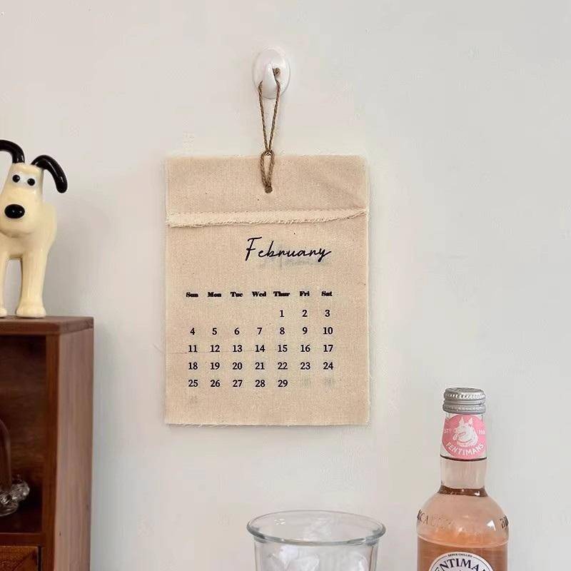 DKF-t 2026 Canvas Hook-Style Fabric Calendar Wall Calendar, High-Vorthy Wall Calendar Decoration [ให