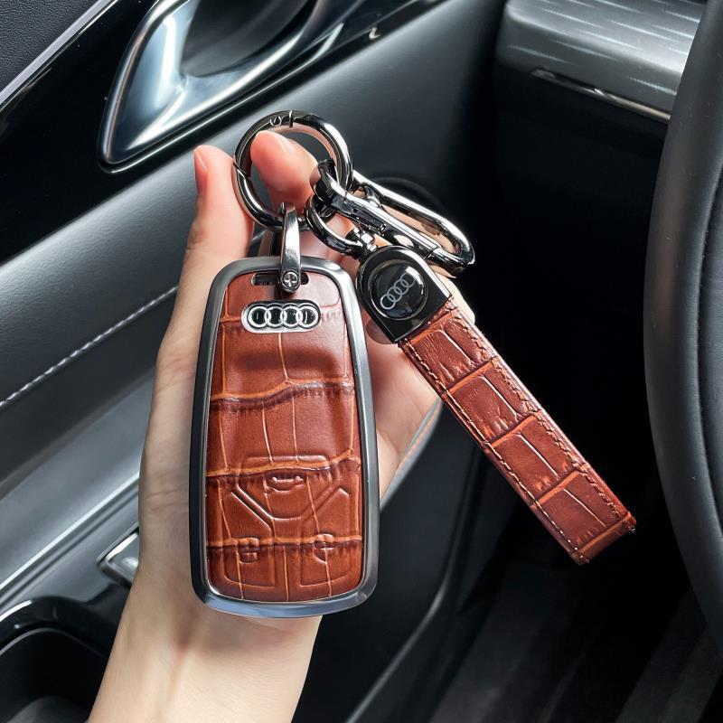 Audi a6l a4l q5l q3 a7 ฝาครอบกุญแจ a5 รถ a3 เคสป้องกัน q7 ของแท้หนัง q2l หัวเข็มขัด q4 โลหะชาย P