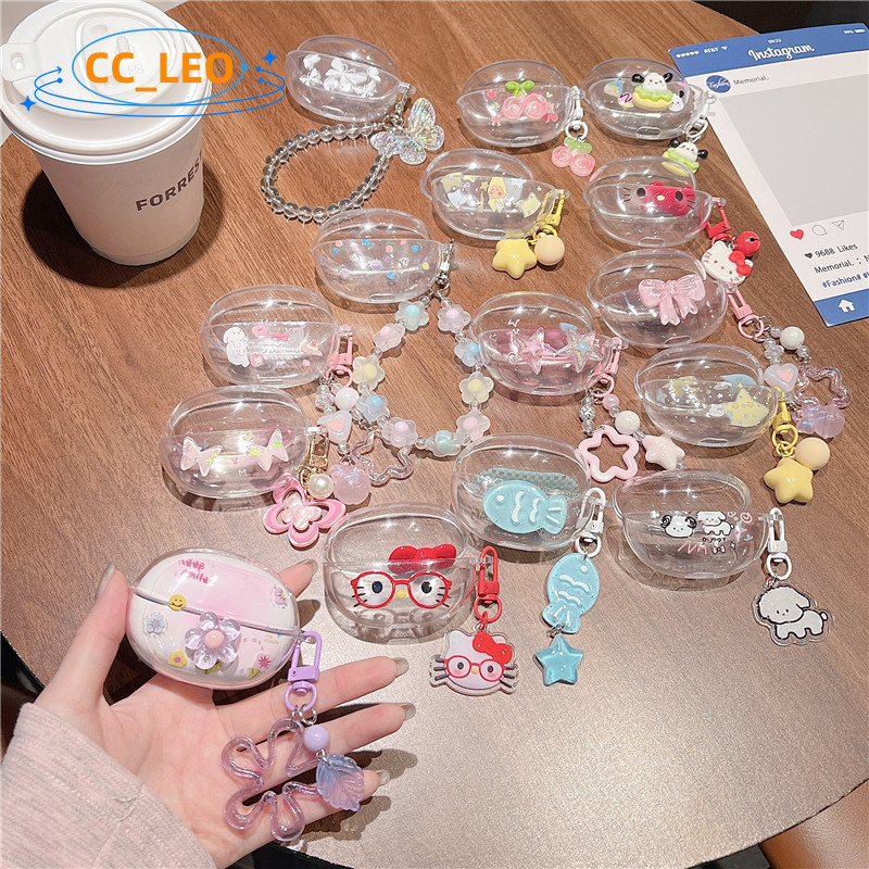 Case for Honor Choice Earbuds X8i Cute Clear TPU Soft Shell Cartoon Bracelet Keychain Pendant Compat