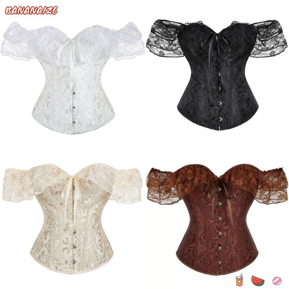 BANANA1Z6 Corset Bustier Top, Y2k Tops เซ็กซี่ Jacquard Underbust Corset, เอวการฝึกอบรม Cincher วินเ