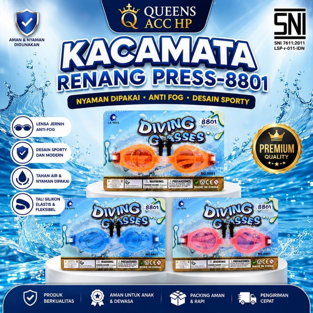MATA PRESS GOGGLES SWIMMING - 8801 SNI / CHILDRENS PRESSED SWIMMING GOGGLES