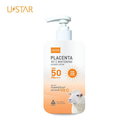 USTAR ยูสตาร์ " โลชั่นรกแกะ " PLACENTA REPAIR & WHITENING BODY LOTION รีแพร์ ไวท์เทนนิ่ง บอดี้ 400ml