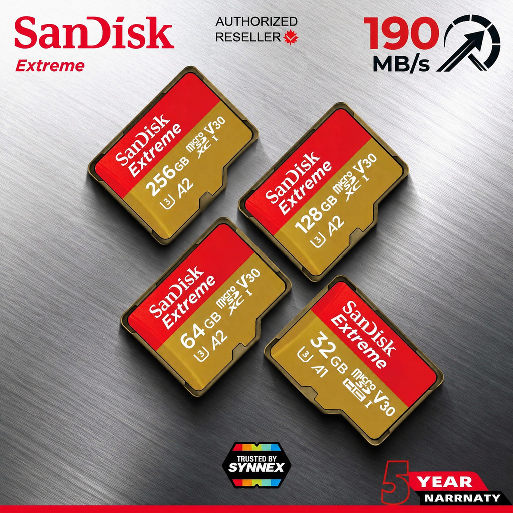 การ์ดหน่วยความจำ SanDisk Extreme microSDXC 16GB-1TB V30 U3 C10 A2 190MB/s R 130MB/s Red-Gold by Banana IT