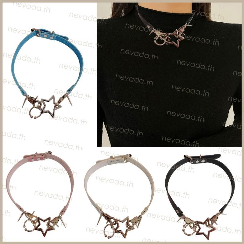 Nev ʚɞ Y2K เครื่องประดับสร้อยคอดาวสําหรับผู้หญิงแฟชั่น Goth Punk Charm สร้อยคอ 90s ความงามคอสเพลย์ C
