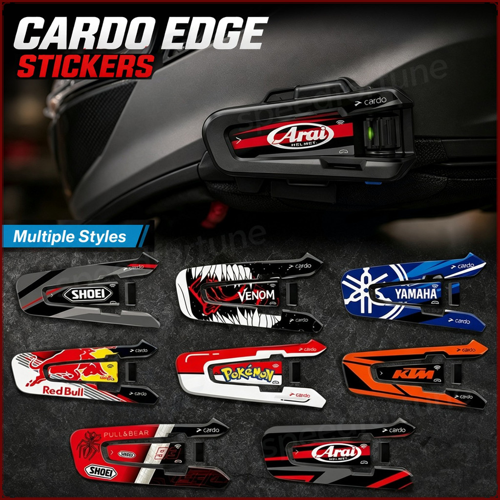 Cardo EDGE สติกเกอร์ Decal หมวกกันน็อกบลูทูธ Intercom ผิวไวนิลกันน้ําป้องกัน Decor สติกเกอร์หลายรูปแ