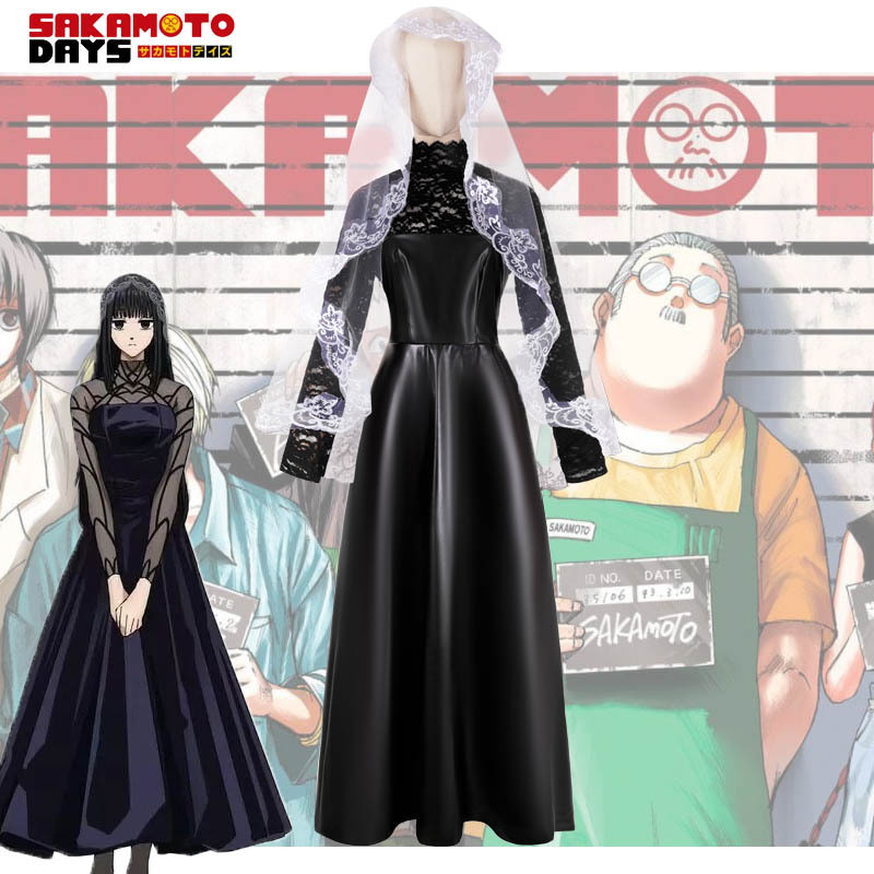 SAKAMOTO ทุกวัน Big Buddha ชุดสีดําฐานลูกไม้ชุดคอสเพลย์สองมิติ SAKAMOTO DAYS Osaragi คอสเพลย์เครื่อง