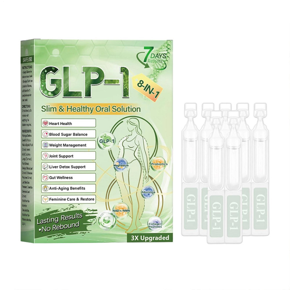 GLP-1 Oral Solution, 7 Days 8-in-1 Formula Slim & Healthy Drink, Portable Ampoule Vials for Weight M