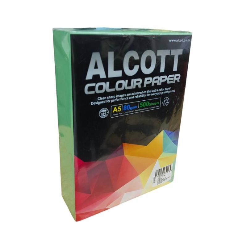 ALCOTT กระดาษถ่ายเอกสาร A5 80 แกรม สีเขียว (500 แผ่น/รีม)