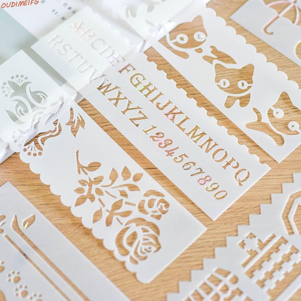 OUDIMEIFG วาดแม่แบบ Hollowed Creative ภาพวาดเครื่องมือมือวาด Scrapbooking อัลบั้มภาพ Letter Stencil