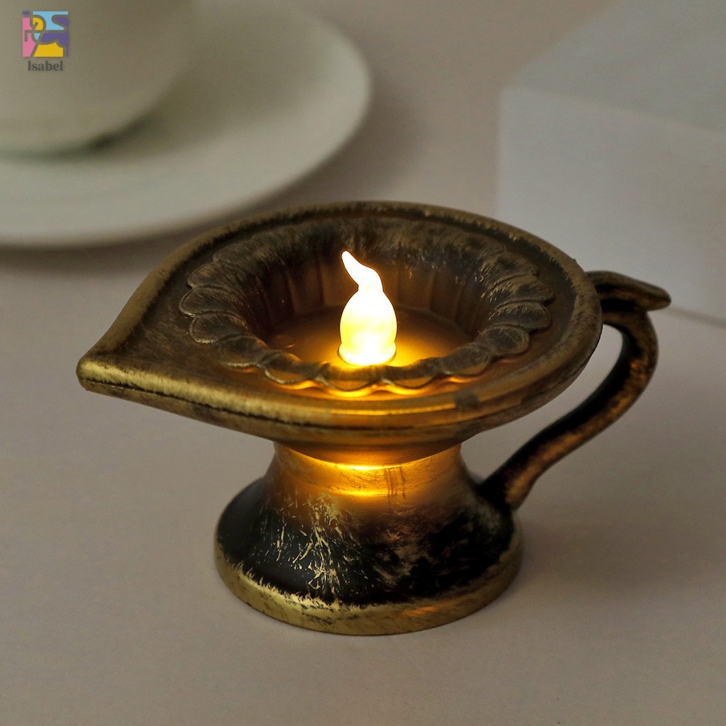 โคมไฟเทียนอิเล็กทรอนิกส์ LED - น้ํามันอินเดีย Diya สําหรับตกแต่ง Diwali