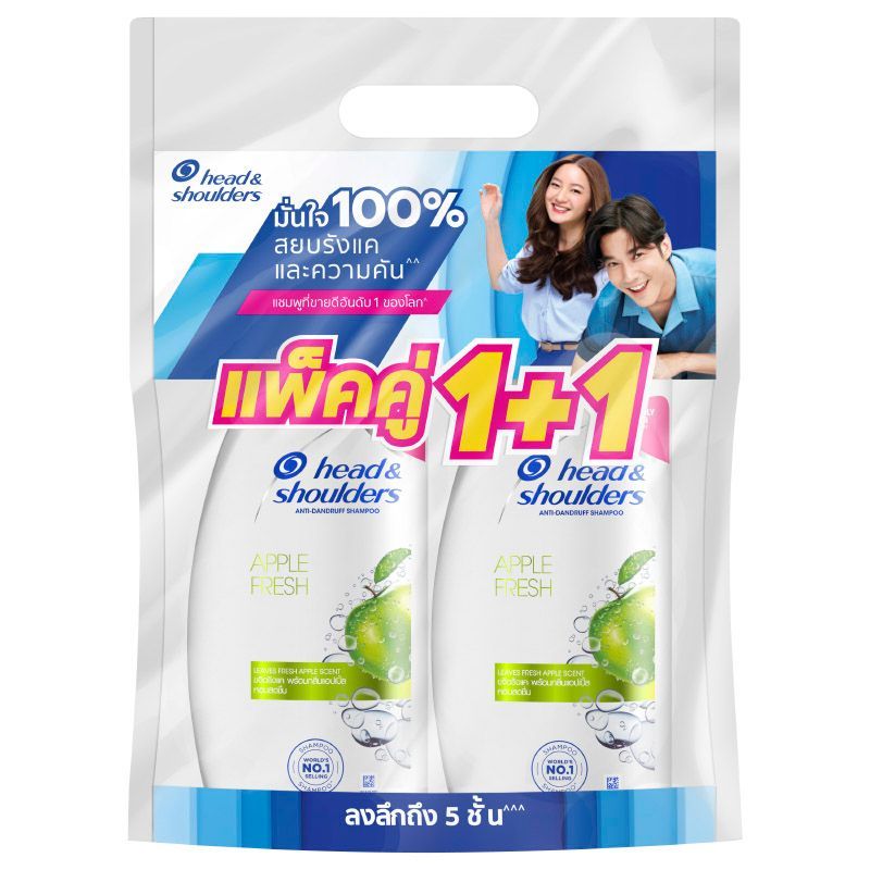 เฮดแอนด์โชว์เดอร์แชมพูแอนตี้แดนดรัฟแอปเปิ้ลเฟรช 370มล. 1แถม1 H&S Apple FreshSH 370ml 1Free1
