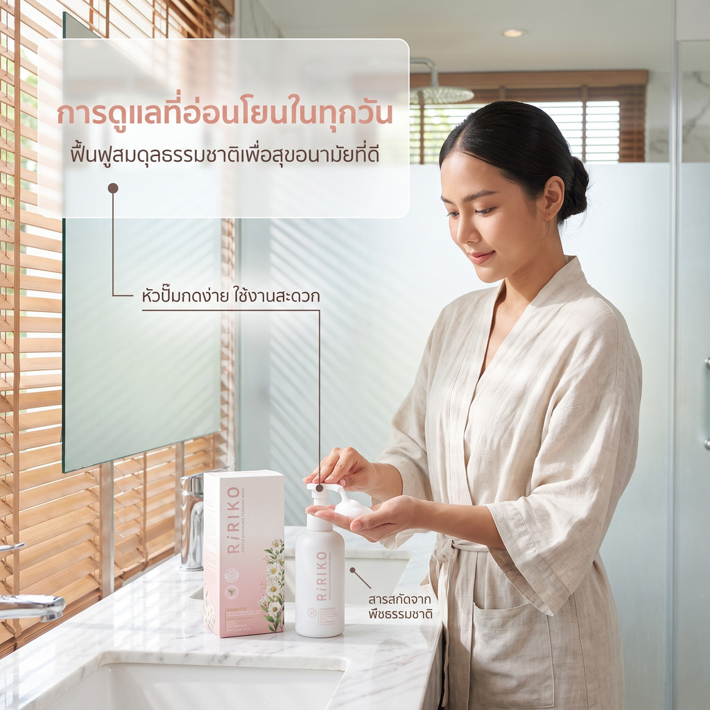 RIRIKO GENTLE BALANCING FEMININE WASH  - ผลิตภัณฑ์ทำความสะอาดจุดซ่อนเร้นผู้หญิง