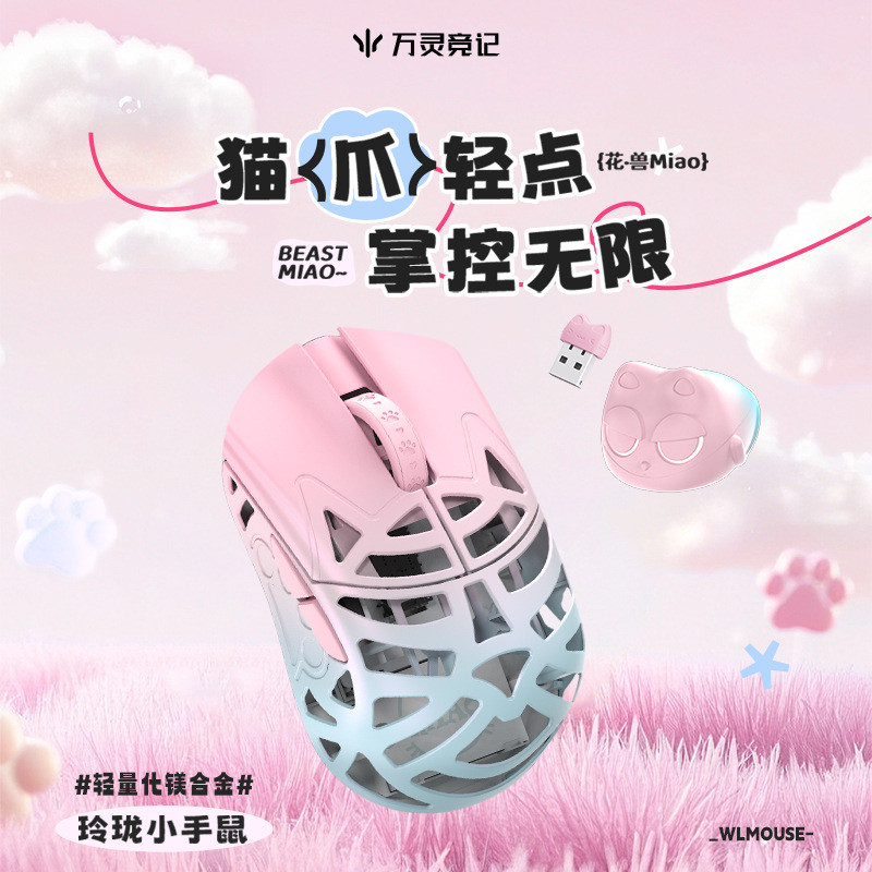 Wanlinghua Handy เมาส์ไร้สายน้ําหนักเบา เหมาะสําหรับเกมสําหรับเล่นเกม เข้ากันได้กับ TTC Micro Switch