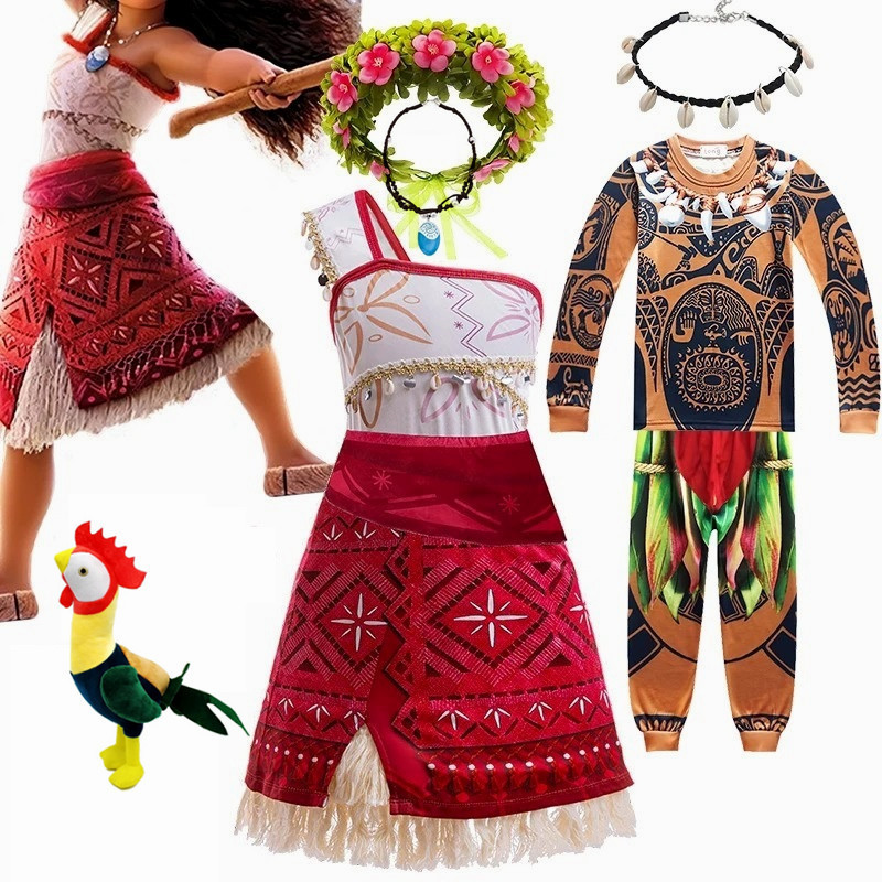 Ocean Romance 2 moana Girls moana ชุดเจ้าหญิงเด็ก moana moana สไตล์เดียวกัน cos เครื่องแต่งกายประสิท