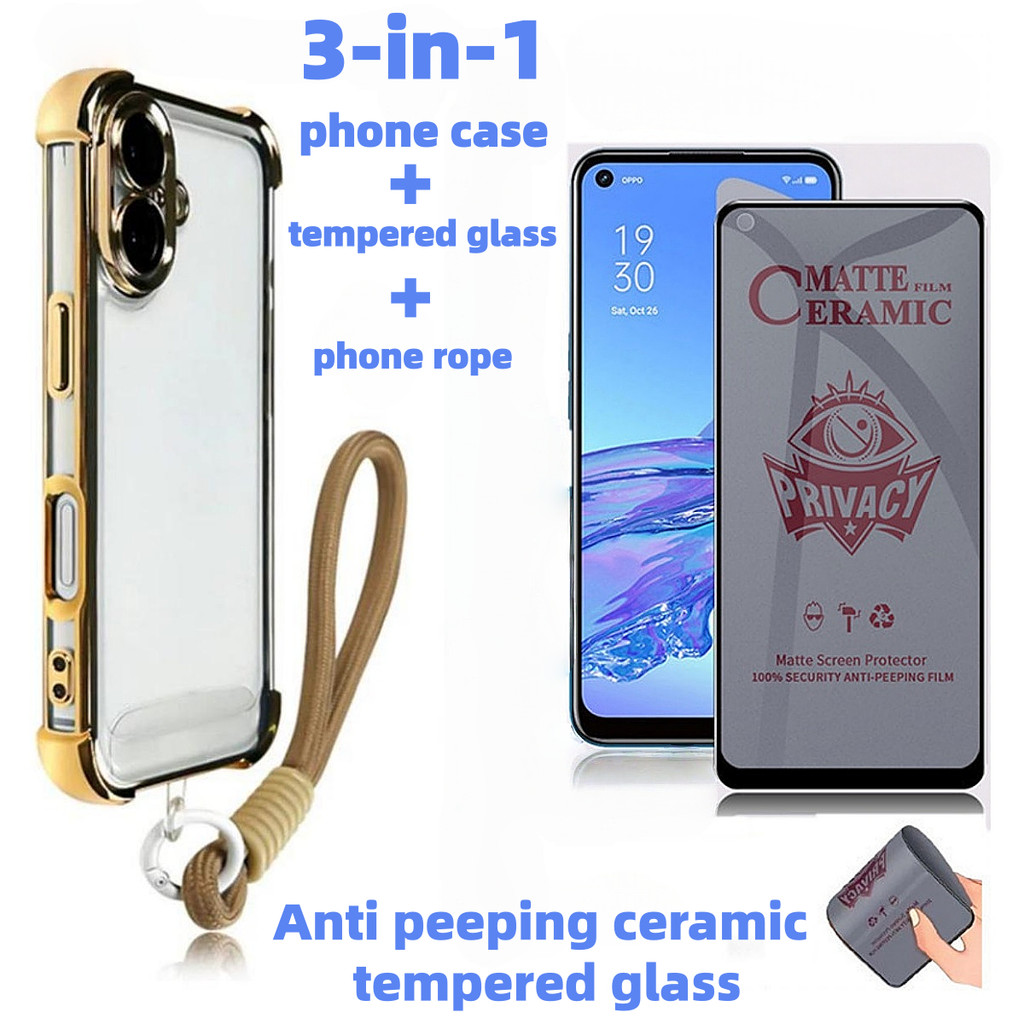 Samsung A07 A06 A05S A05 A10S A11 A16 A17 A20 A26 A27 A30 A30S A31 A37 A50 A50S A51 A57 A71 Anti Fall Transparent Shell พร้อมเชือกแขวนป้องกันหน้าจอและPeepingโทรศัพท์