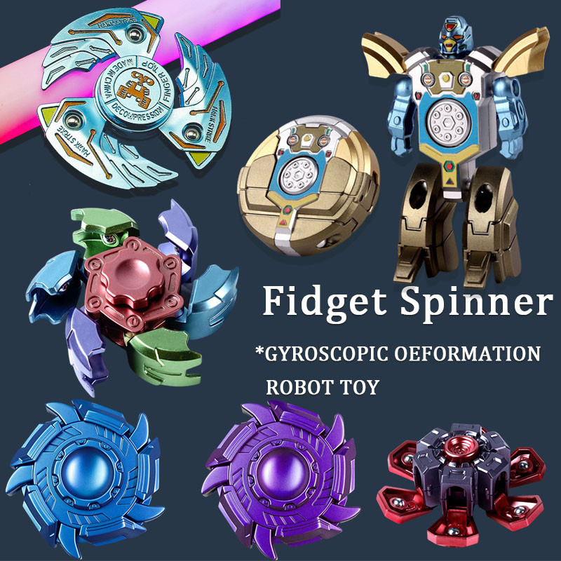 Edc Fidget Spinner ของเล่น Gyro Deformation Robot ปลายนิ้ว Gyro บรรเทาความเครียด Spinning Tops