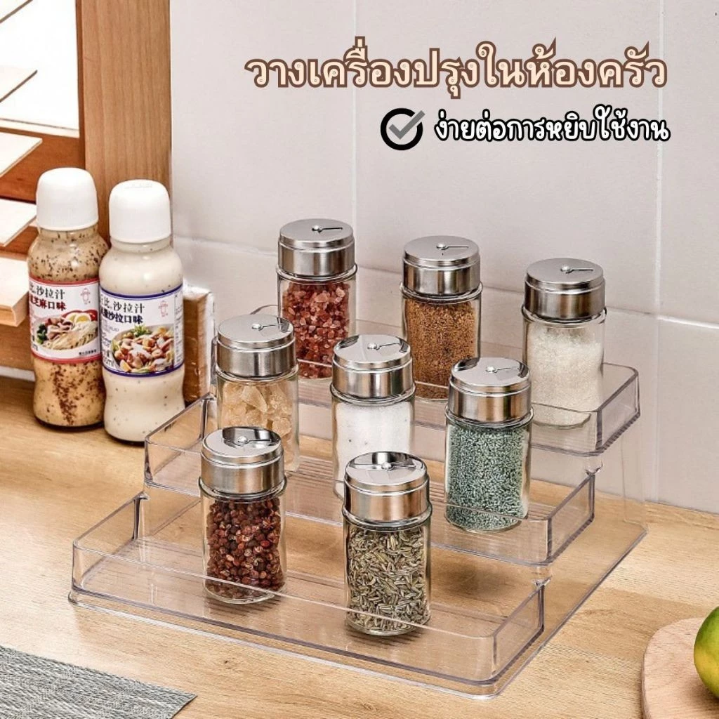 Hithome ชั้นวางของขั้นบันได 3 ชั้น อะคริลิคใส จัดระเบียบโต๊ะเครื่องแป้ง น้ำหอม เครื่องสำอาง สกินแคร์ ประหยัดพื้นที่