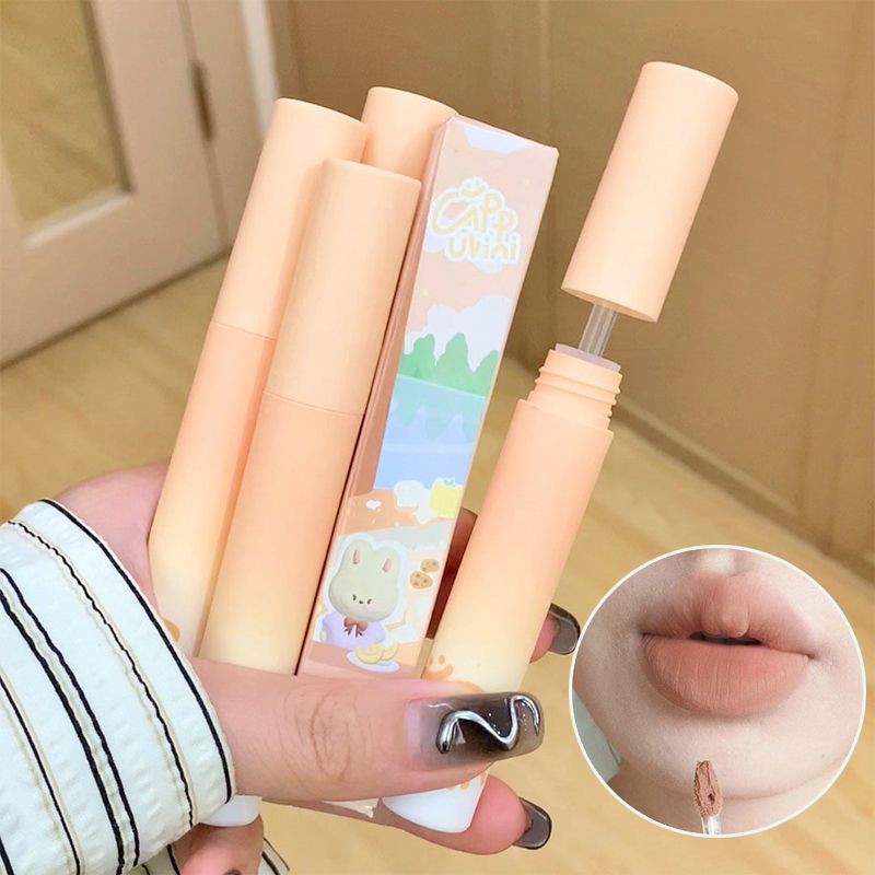Wholesale#Matte Lip Gloss Lip Mud MM01Little Monkey Sweet Summer Melon Color Lip Primer Nude Orange1