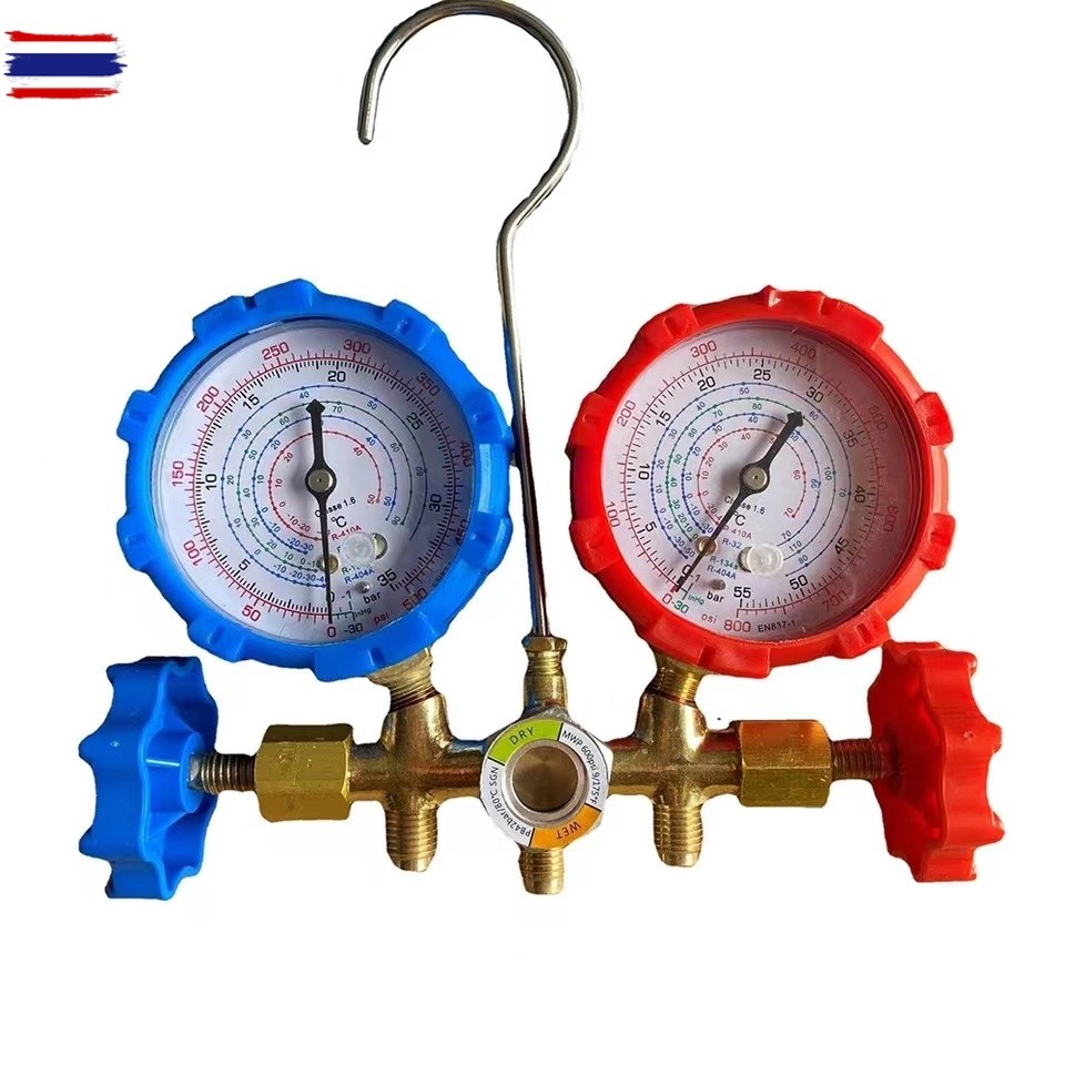 เกจวัดน้ำยาแอร์ CT-R32 เกจ์พร้อมสายน้ำยาแอร์ R-32 สาย36 นิ้ว สาย3เส้น ใช้กั R-32 R-410A R-134A R-404