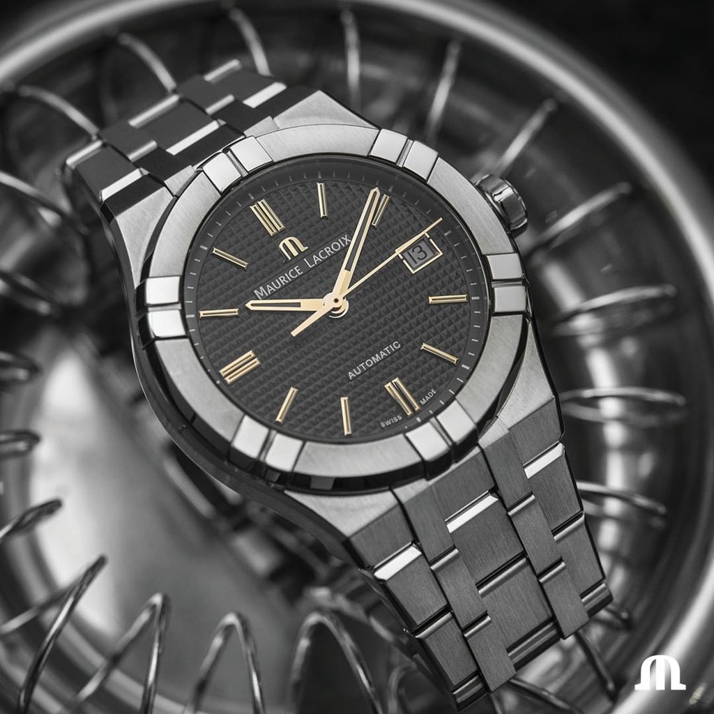 Maurice Lacroix Amy Watch AIKON Swiss Original นําเข้าหนังลูกวัวชายแฟชั่นนาฬิกากลไกอัตโนมัติ