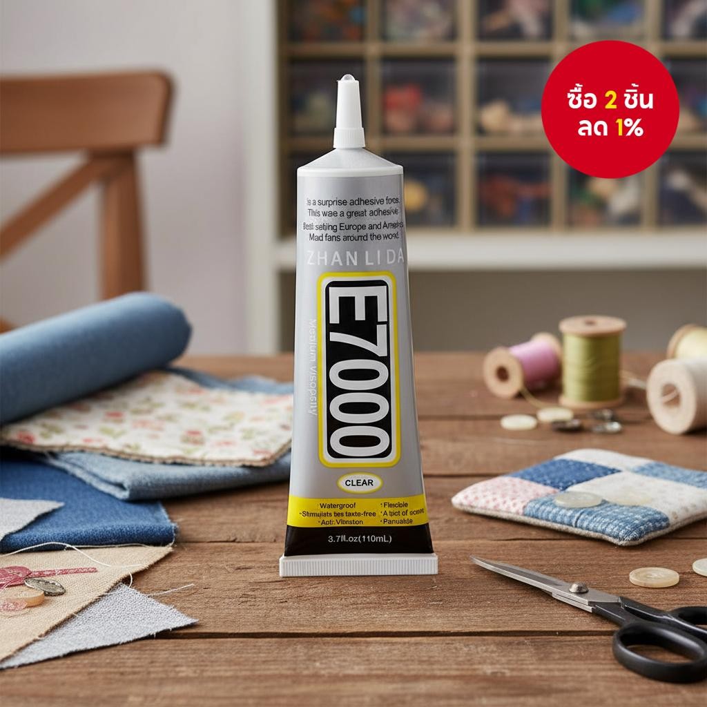 กาวผ้า ZHANLIDA E7000 110ML กาวใสอ่อนแรงสูงสําหรับเสื้อผ้า ชุดแต่งงาน ติดสว่านเพชร กันน้ํา