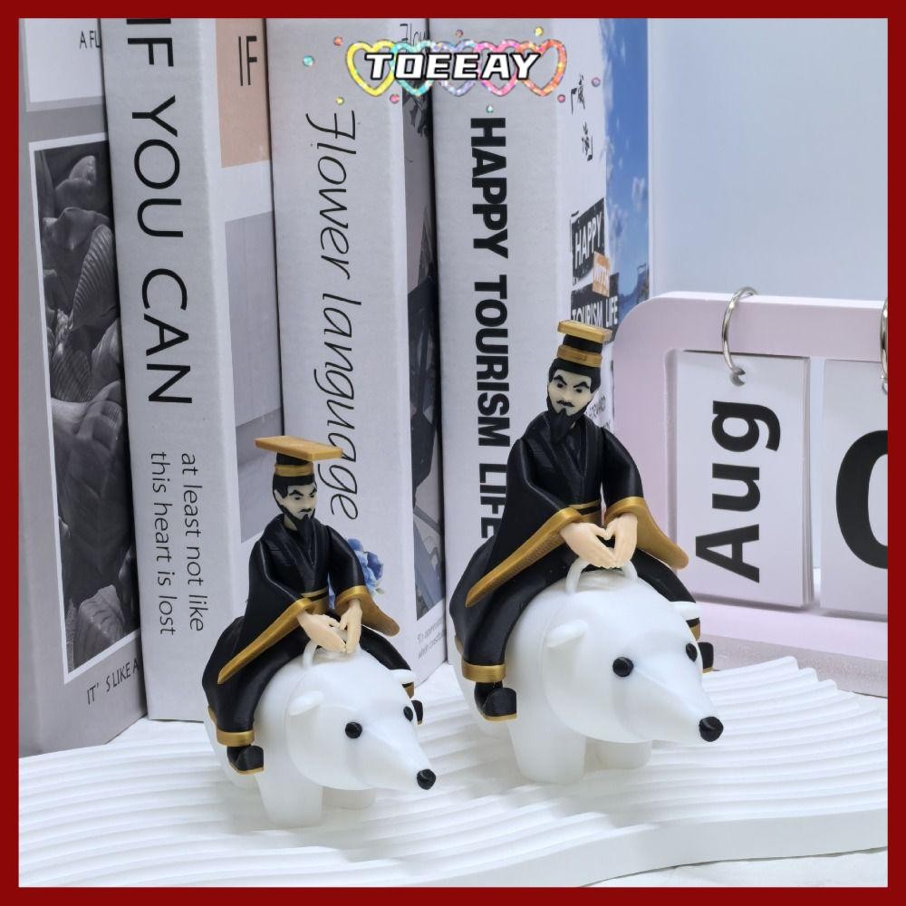 TOEAY Qin Shi Huang ขี่เครื่องประดับหมี, PLA งานศิลปะโบราณจักรพรรดิขี่รูปหมีขั้วโลก,ที่ไม่ซ้ํากันตลก