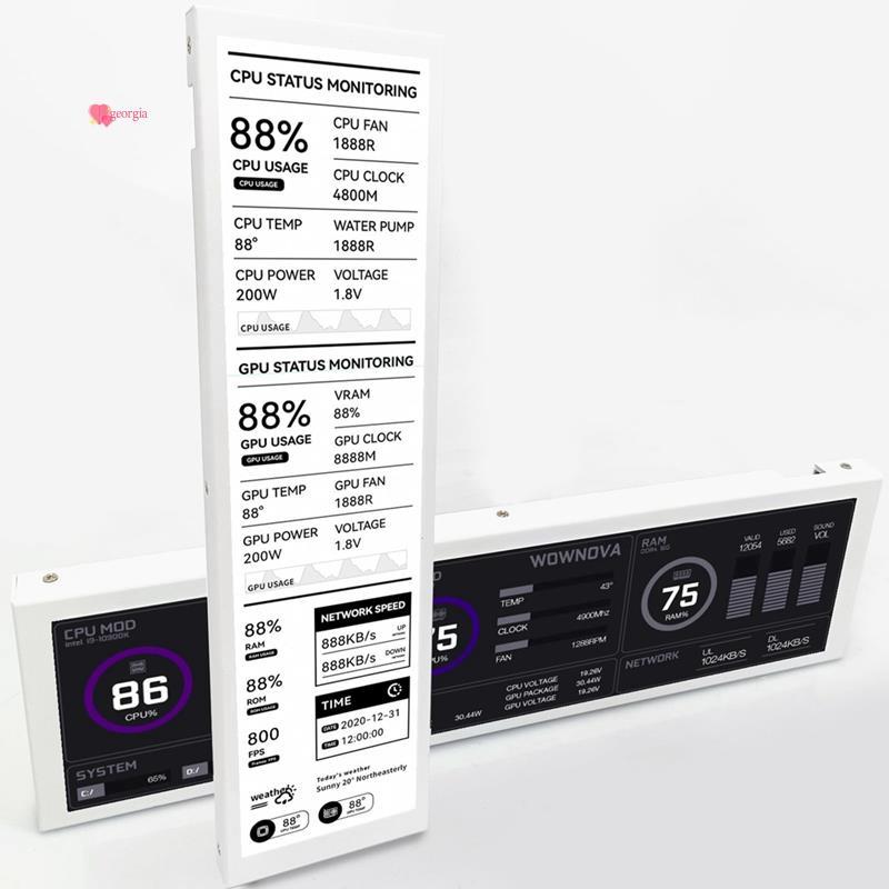 georg338.8 นิ้วคอมพิวเตอร์ Temp Monitor (Dynamic Theme รองรับ), IPS Type C หน้าจอรอง CPU RAM HDD Dat