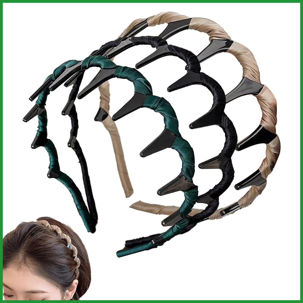 High Cranium ประดิษฐ์ Hairband Vintage High Cranium หยัก Anti-Slip ฟัน Hairband 3 ชิ้น Headwear fuzm