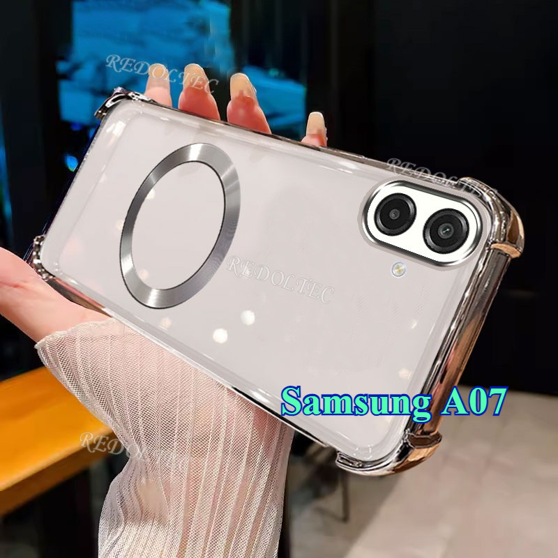 Samsung Galaxy A07 A07 LTE 2025 เคสใหม่แม่เหล็กกันกระแทกโปร่งใสพร้อมแหวนแม่เหล็ก 2025 ดีไซน์ใหม่ปลอกใส SamsungA07 ฝาครอบโทรศัพท์แบบนุ่มบางเฉียบ