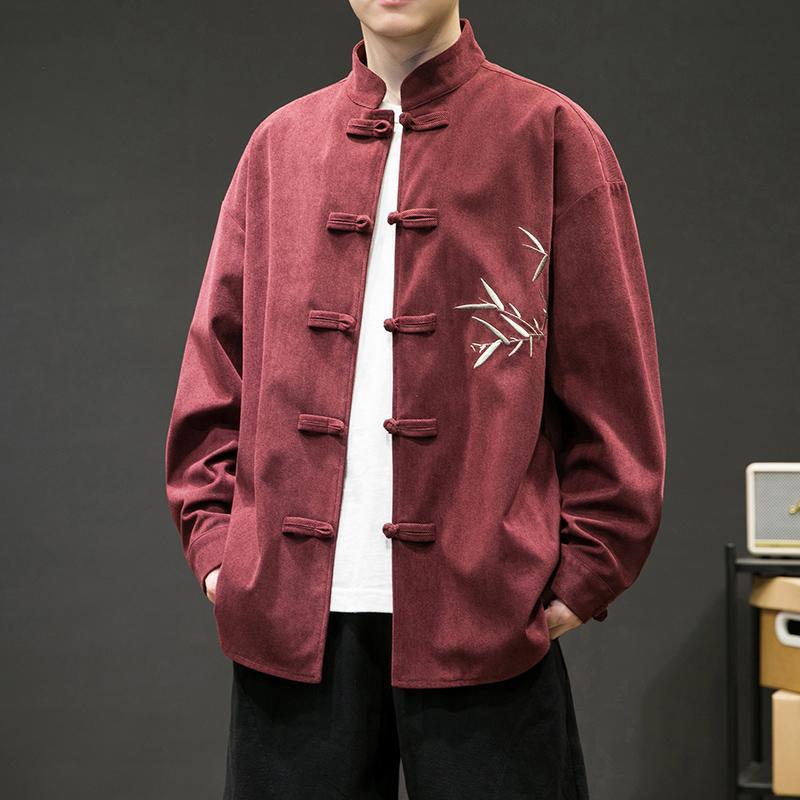 中国风刺绣外套男春秋季新中式复古盘扣夹克大码宽松改良汉服唐装Chinese Style Embroidered Jacket Men's Spring and Autumn New Chinese S