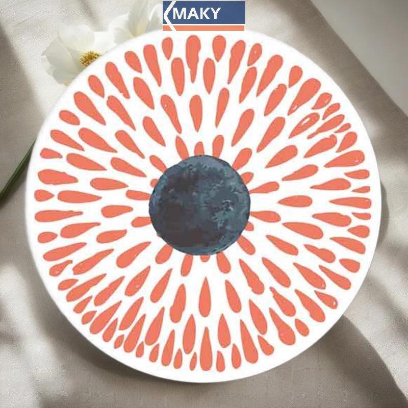 MAKY 6 ชิ้น/เซ็ต Coasters ทนความร้อนลื่นเครื่องดื่ม Cafe ตกแต่ง 2D FLat Coasters Anti-scalding แผ่นฉ