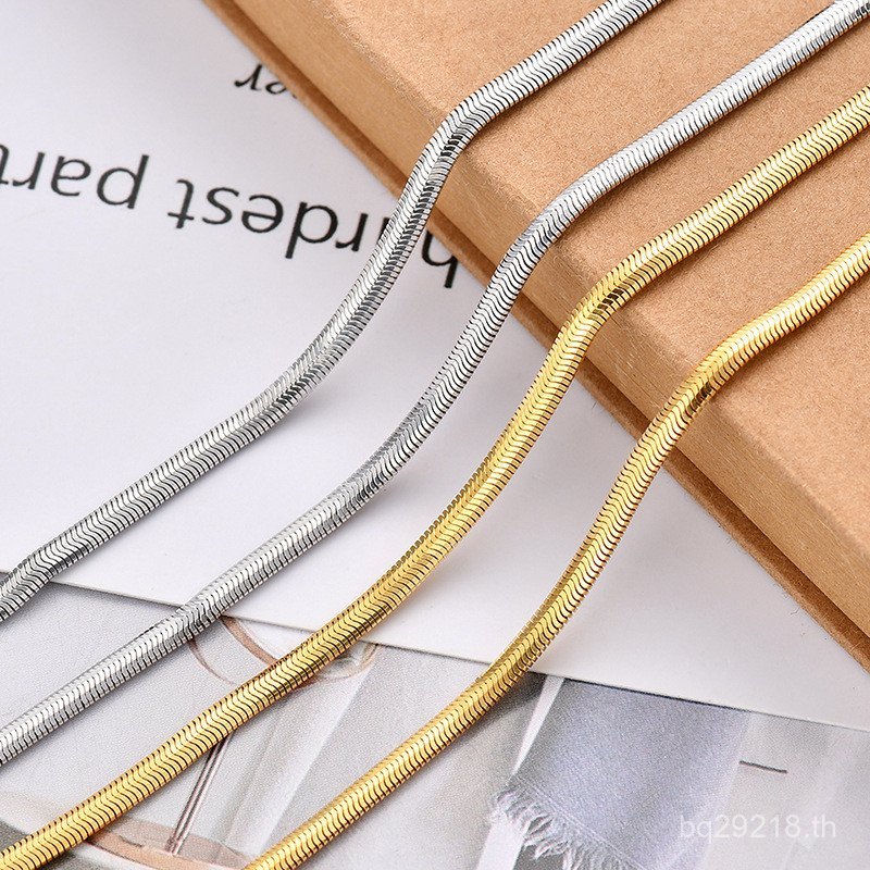 สร้อยคอนิทรู 925 ลายงูกระดูก แบบคลาสสิกสำหรับผู้หญิง ประดับกระจกและล็อคเกตนุ่ม สไตล์ยุโรป IKA7