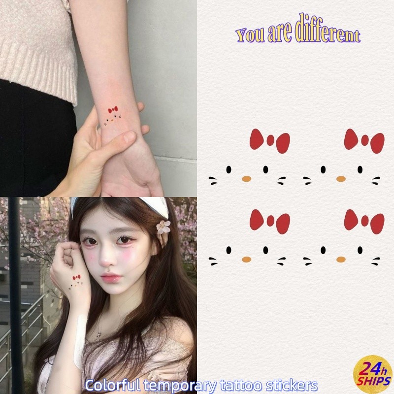 สติกเกอร์ลายน้องแมวน่ารัก สำหรับหญิง ทนน้ำ ใช้งานได้นาน 7 วัน เหมือนการสักจริง