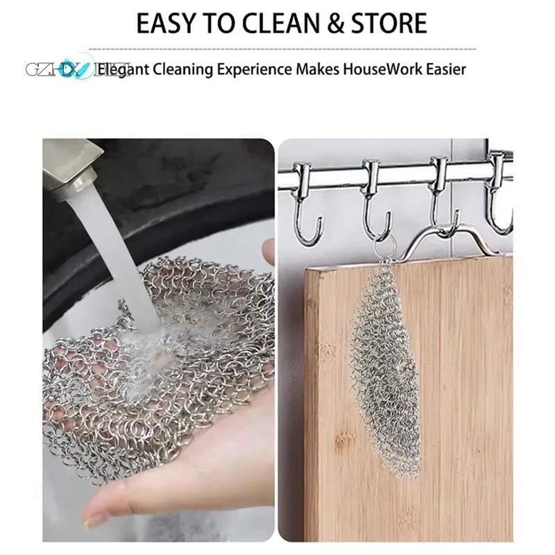 GzhxdiiziWire ตาข่ายแปรงสแตนเลสแปรงทําความสะอาดห้องครัวหม้อ Grill Scraper แปรงเหล็กหล่อ B