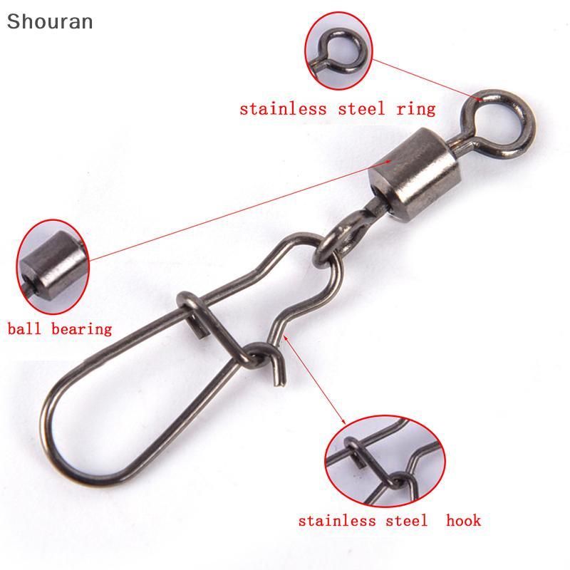 (niangben888) 10 ชิ้น Rolling Barrel Swivel พร้อม Snap Fishhook Lure Connector Fishing Tackle [ใหม่]