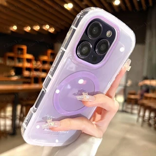 เคสโทรศัพท์หรูหราสีหวานใส ชาร์จไร้สายแม่เหล็ก แบบไล่เฉดสี รองรับ iPhone 17 16 15 14 13 12 Pro Max Plus Air ทำจากซิลิโคน TPU นุ่ม กันกระแทก ใส พร้อมขอบป้องกัน เคสหลังสวยงาม