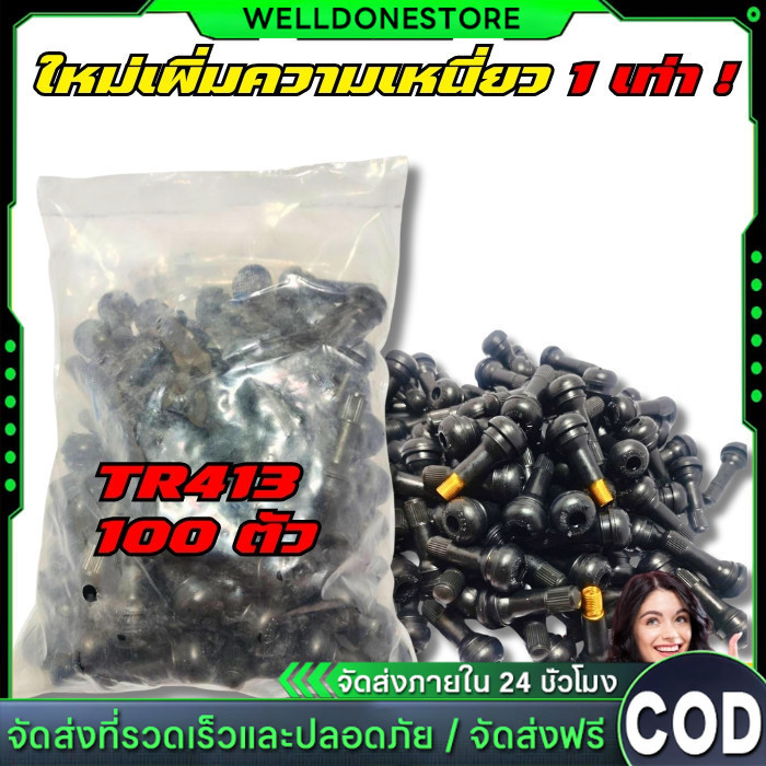 จุ๊บลมรถยนต์ จุ๊บลม จุ๊บยางแกนอลูมิเนียมอัลลอยด์TR413 บรรจุ 100ตัว