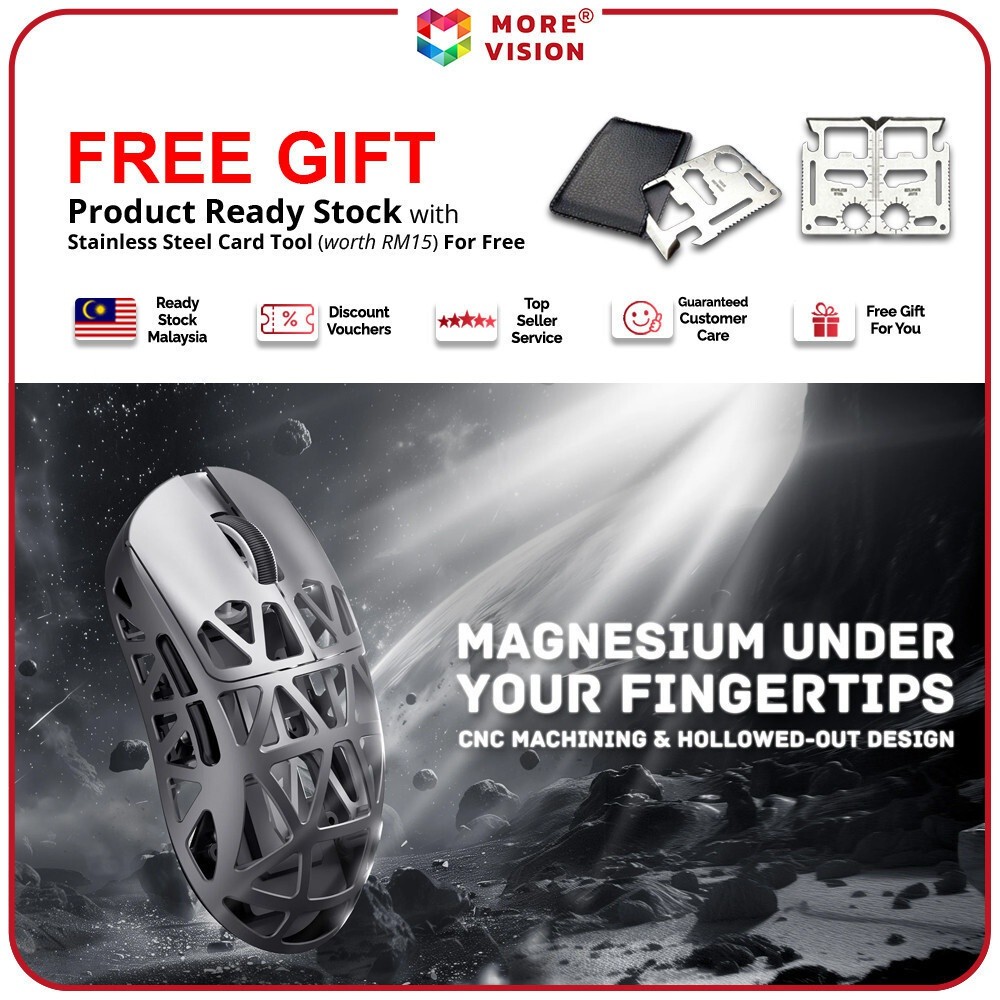 Attack Shark R2 Gaming Mouse Magnesium Alloy PAW3950 45g Super Light Bluetooth Trimode 8000Hz Pollin