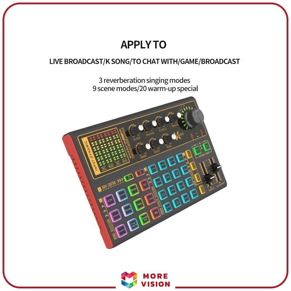 K300 Sound Card Professional Live Streaming Mixer Kit Voice Changer Multiple Effects Broadcast Karao