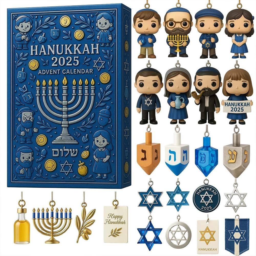 Hanukkah Advent Calendar 2025, 24-Day Christmas Countdown Calendar Ornaments