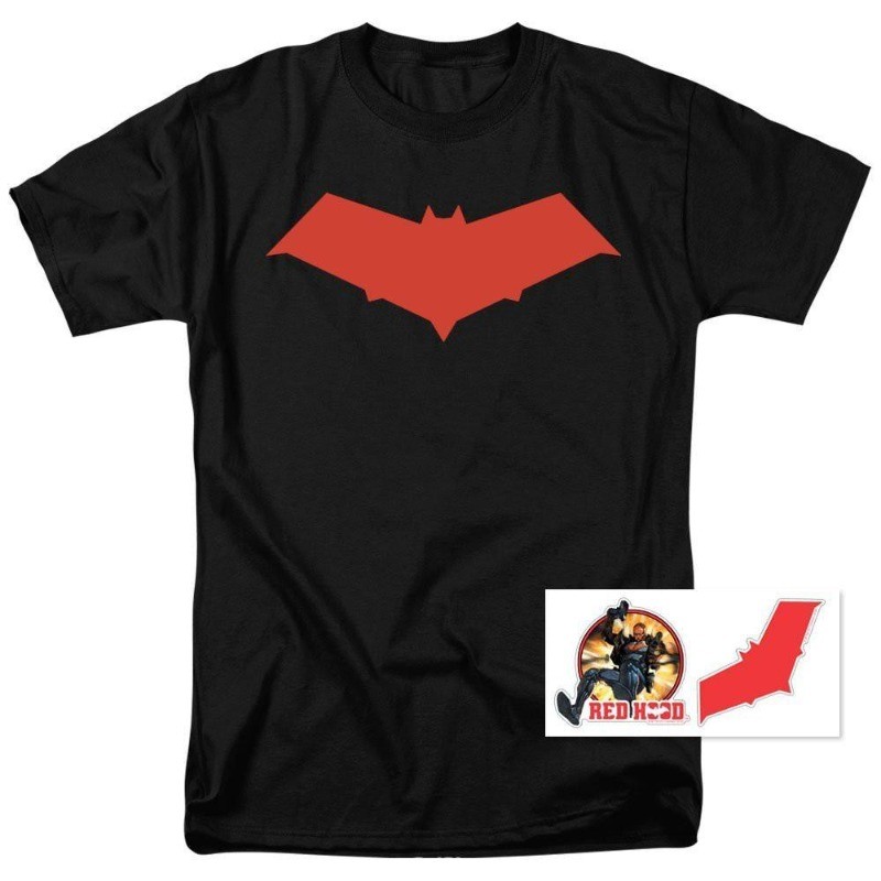เสื้อยืดเด็กผ้าฝ้ายสีดำ DC Comics Red Hood Jason Todd Superhero Design พร้อมส่ง
