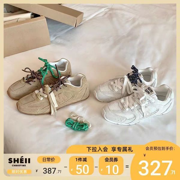 รองเท้าผ้าใบลำลองสำหรับสุภาพสตรี รองเท้า poise น้ำหนักเบา Su Yinyin ระบายอากาศหน่วยความจำย้อนยุคหนัง