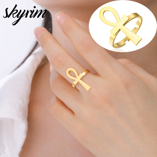 แหวนสัญลักษณ์ Ankh Skyrim สแตนเลส สำหรับทั้งผู้ชายและผู้หญิง