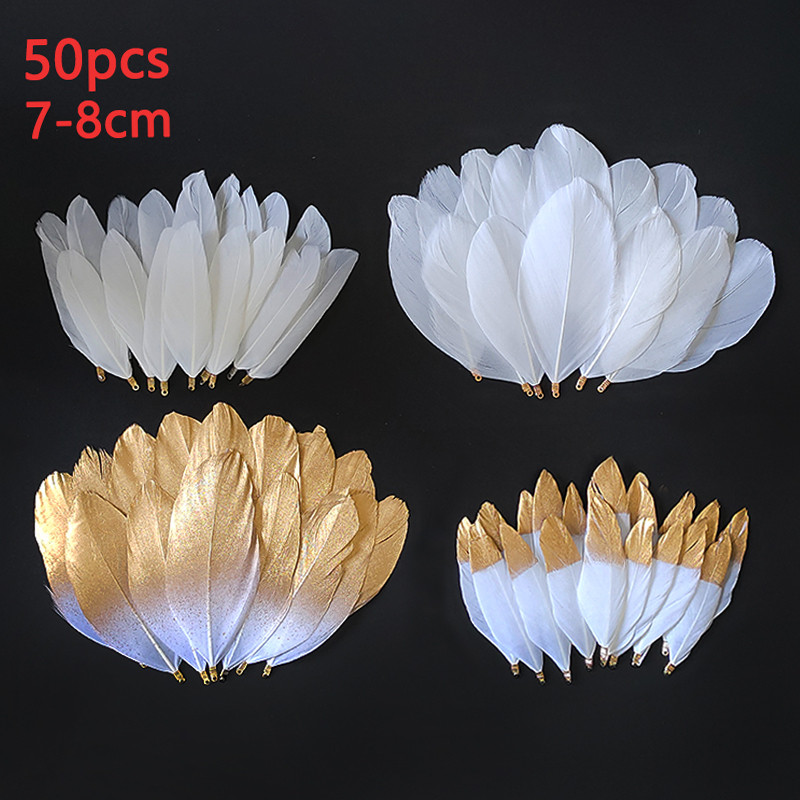 ขนห่านสีขาวยาว 7-8 เซนติเมตร จำนวน 50 ชิ้น สำหรับงานฝีมือและการตกแต่งเทศกาล