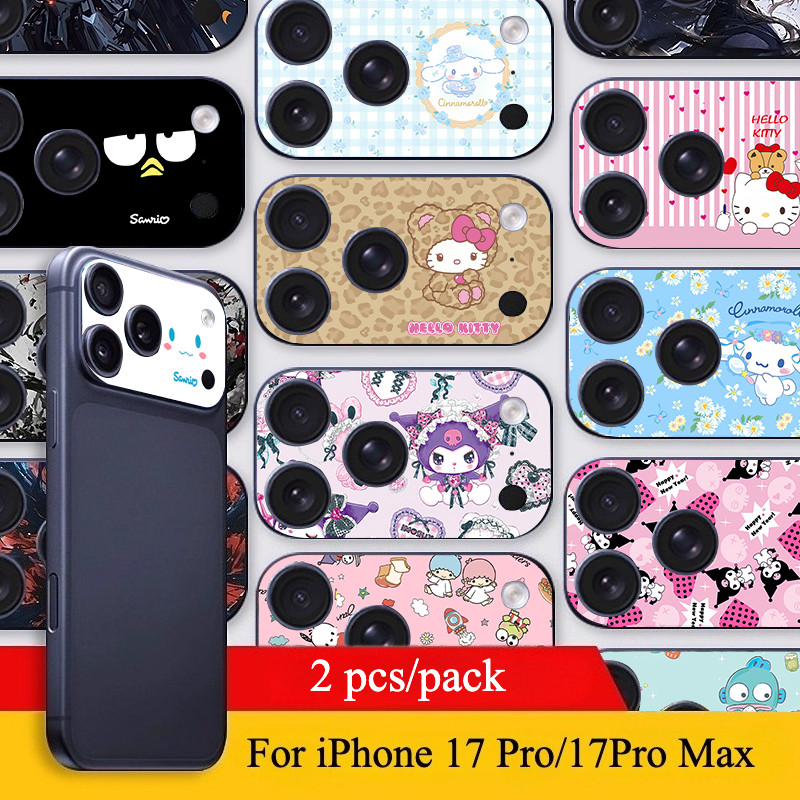 [2 ชิ้น] สําหรับ iPhone 17 Pro/17 Pro Max DIY Soft Frosted กล้องสติกเกอร์กระดาษฟิล์ม/Sanrio Hello Kitty Kuromi Cinnamoroll การพิมพ์ Anti-scratch กล้อง Protector