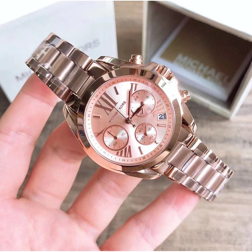 MK สไตล์ใหม่ Ode ความสุข Jiang Xin สไตล์เดียวกัน Retro รอบสามตา Multi-Function นาฬิกาหญิง MK5799 579