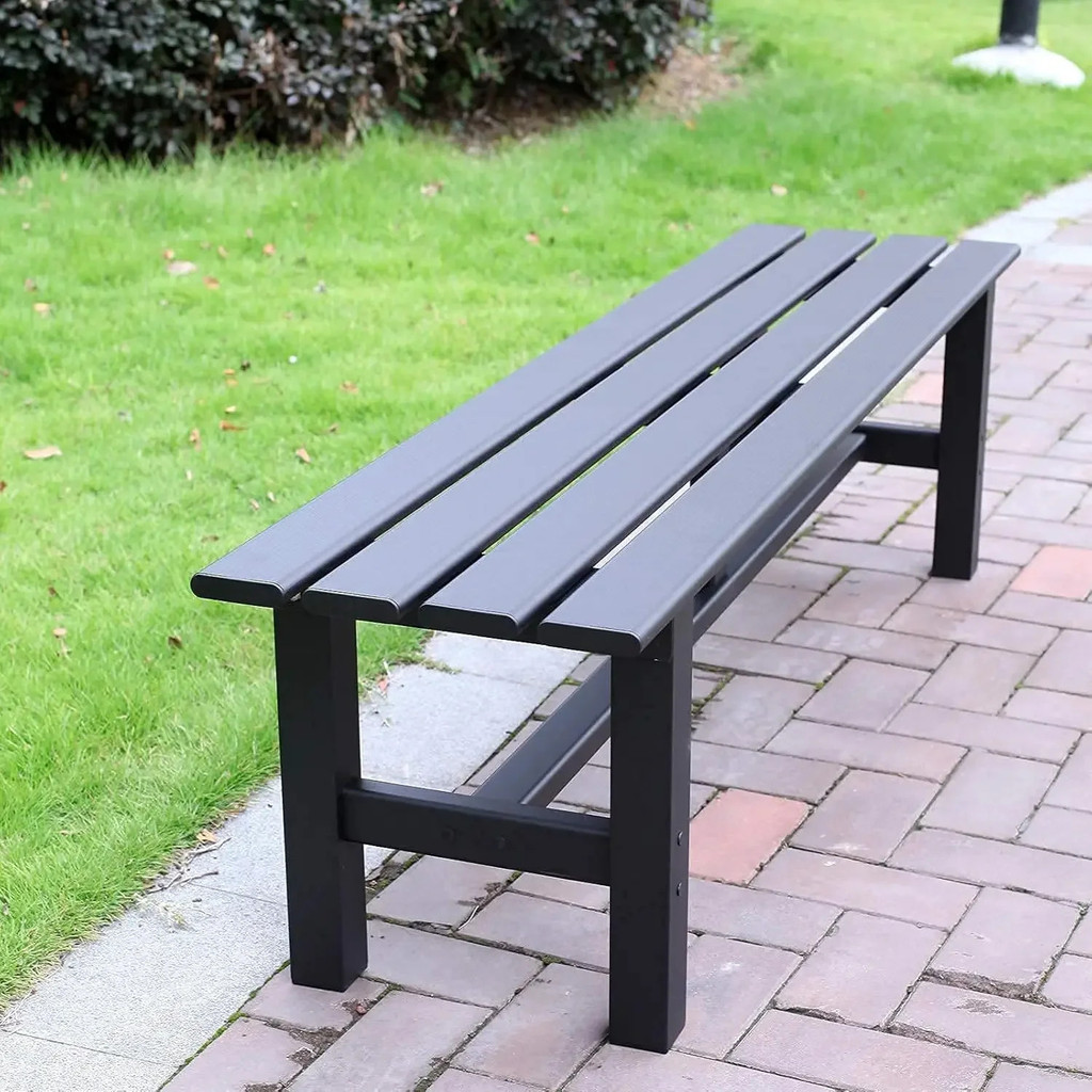 59 นิ้วอลูมิเนียมกลางแจ้ง Weatherproof Bench Backless, 330 Lbs Bearing Capacity Garden Porch Bench, 