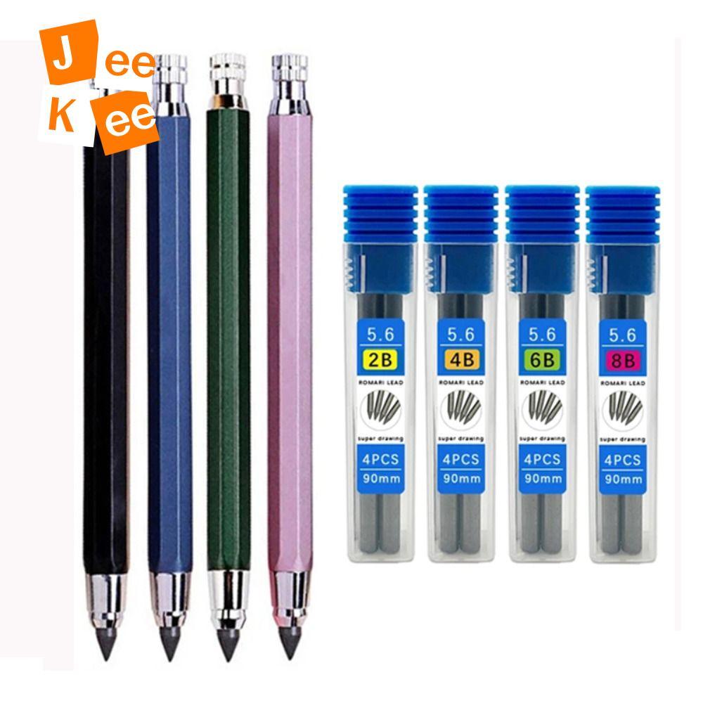 JEEKEE ดินสอกด 2B/4B/6B/8B ดินสอเติม 5.6 มม.อุปกรณ์สํานักงานโรงเรียนเครื่องเขียนการออกแบบการ์ตูนวาดเ