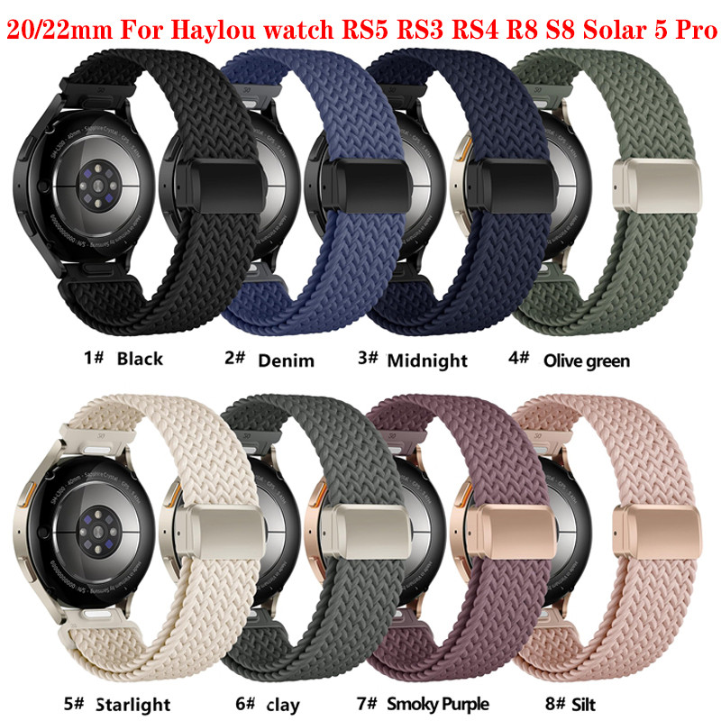 20 มม.22 มม.สายรัดแม่เหล็กสําหรับ Haylou นาฬิกา RS5 RS4 RS3 R8 S8 Solar Plus RT3 Ultra Lite LS02 กีฬ