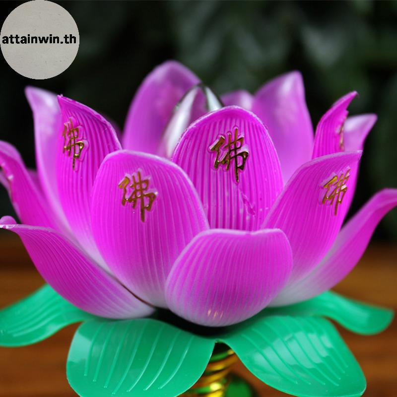 Attainwin 1 ชิ้นพุทธโคมไฟดอกบัวที่มีสีสันเดสก์ท็อปตกแต่งสําหรับ Homeสมาธิบูชาพุทธศาสนาวัด th - รูปที่ 5